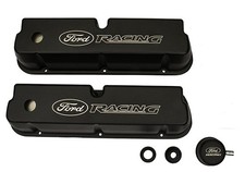 Black Satin Valve Covers with Ford Racing Logo picture