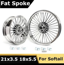 21x3.5 18x5.5 Fat Spoke Wheels Rims Dual Disc for Harley Dyna FXDB Softail FLSTC picture