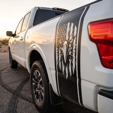 Eagle Face American Flag Truck Stripes, Bed Side Vinyl Decals (Set of 2) picture