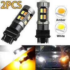 2X 3157 3156 Switchback LED Turn Signal Light 4157na 3457a DRL Bulbs White Amber picture