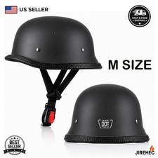 DOT German Motorcycle Half Helmet Scooter Chopper Helmet Casco Matte Black, M picture
