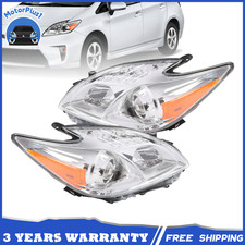 Driver & Passenger Side Chrome Halogen Headlights Pair For Toyota Prius 2010-15 picture