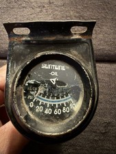 Vintage Suntune Oil Pressure Gauge Black Hanging Bezel 0-100psi picture