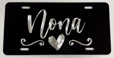 NONA Grandma Car Tag Diamond Etched Engraved Aluminum Metal License Plate Gift picture
