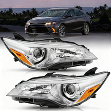 Pair Fits 2015-2017 Toyota Camry LE/SE/XLE Headlights Headlamp Assembly Chrome picture