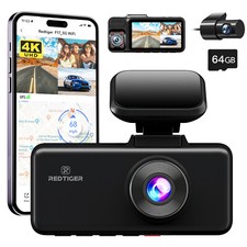 REDTIGER F17 4K Dash Cam 5G WiFi 3 Channel ,Front and Rear Inside, 64GB SD Card picture