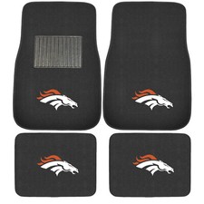 New 4pcs NFL Denver Broncos Car Truck Front Rear Carpet Floor Mats Set picture