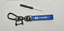 Genuine Leather Keychain for Hyundai Blue, New , US Seller picture