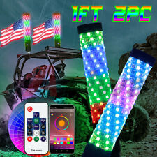 2X 1FT Spiral LED Fat Whip Lights Antenna RGB Chasing For Can-am X3 RZR UTV ATV picture