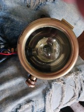 Vintage Unique Antique Solid Brass Headlight With Red Crystal Gem On The Back picture