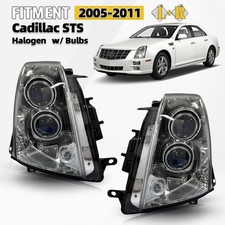 For 2005-2011 Cadillac STS Halogen Headlight w/ Bulbs Left+Right Pair picture