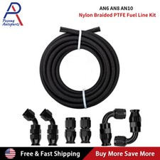 6AN-8AN-10AN Black Nylon E85 PTFE Fuel Line 10-30FT w/6 or 10 Fittings Hose Kit picture