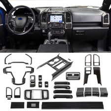 30x Interior Decoration Cover Trim Kit For Ford F150 2015-2020 Black Wood Grain picture