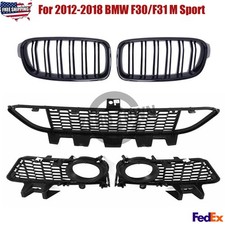 5PCS Front Upper Lower Grille Fog Light Set For 2012-2018 BMW F30/F31 M Sport picture