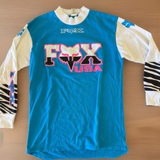 Vintage Fox Racing Motocross Long Sleeve Jersey Size L in Blue Pink  White Black picture