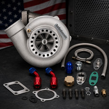 T3 Flange 4 Bolt GT35 GT3582 A/R .70 600+HP Turbocharger+Oil Return Feed Line picture