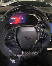 C7 Trim+LED Carbon Fiber Alcantara Steering Wheel For 2014-18 Chevrolet Corvette picture