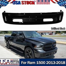 For 2013-18 RAM 1500 Brilliant Black/PXR Front Bumper Cover W/ Fog Hole Replace picture