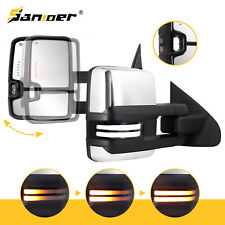 Smoked Switchback Tow Mirrors Power Fold Chrome for 2014-2019 Silverado Sierra picture