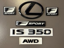 Gloss Black Emblem Badge Logo Trunk & Fender kit fits Lexus IS350 2021 to 2025 picture