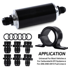 10 Micron Inline Fuel Filter w/ 6AN 8AN 10AN Adapter Fitting + Mount Bracket picture