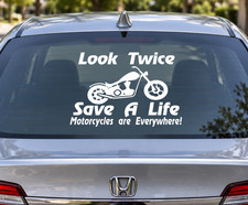 Motorcycle Look Twice - Save A Life Waterproof Vinyl Sticker Car Decal picture