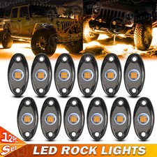 12Pcs Amber LED Rock Light Pods Underbody Glow Lamp Offroad SUV Pickup Truck UTV picture