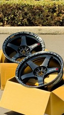 (set of 4) Nismo LMGT4 18x9.5 +12, 18x10.5 +15 5x114.3 Black Wheels Staggered picture