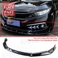 For Honda Civic Sedan 2019-2021 Glossy Black GT Style Front Bumper Lip Splitter picture