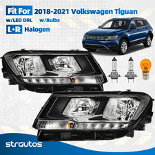 For 2018-2021 Volkswagen Tiguan Halogen w/ LED DRL Headlight Left+Right Pair picture