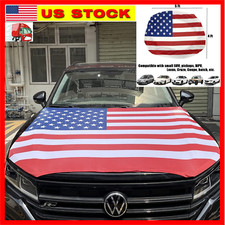 American Flag Car Hood Cover Universal Size Elastic Polyester Patriot USA 4x5 ft picture