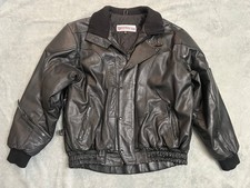 Vintage Sno Rider Snowmobile Leather Bomber Jacket Made in USA Men’s Sz XL picture