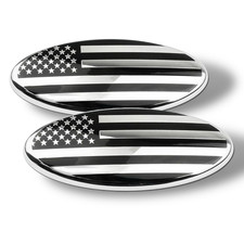 Matte Black American US Flag Emblem Set for Ford Fiesta Taurus X Front Rear picture