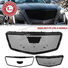 For 2014-2019 Cadillac CTS Sedan Front Bumper Upper Grille W/ Trim Glossy Black picture