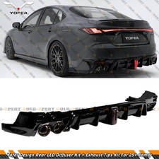 For 25-27 Toyota Camry Yofer Gloss Black Rear Bumper LED Diffuser + Exhaust Tips picture