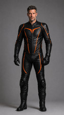Men's Genuine Cowhide Leather Motorcycle Racing Suit One Piece CE Armor MotoBike picture