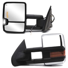 Fits 2015-18 Chevy Silverado 2500 3500 Power Heated Towing Mirrors Chrome LH+RH picture
