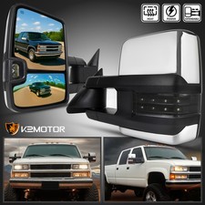 Fits 1988-1998 Chevy C/K 1500 Chrome Power Heated Tow Mirrors+Smoke LED Signal picture