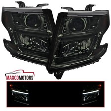 Smoke Projector Headlights Fits 2015-2020 Chevy Tahoe Suburban LED Headlamps L+R picture