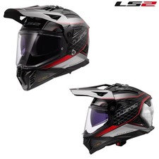 LS2 Blaze II 100th Meridian Dual Sport Motorcycle Helmet Gloss Black/Gray/Red picture