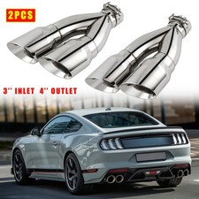 For 2015–26 Mustang GT 5.0L Shelby GT350 GT500 2X 3''In 4''Out Dual Exhaust Tips picture