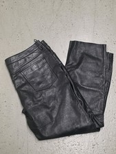 Vintage USA Leather Men's Black Genuine Leather Motorcycle Pants Size 44  Fits42 picture