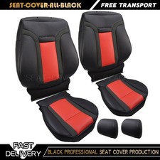 Fits 2010-2014 Ford F150 Raptor SVT Driver & Passenger Seat Covers Black & Red picture