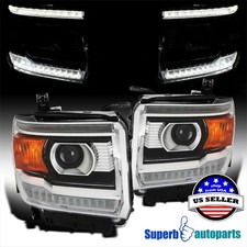 Fits 2014-2018 GMC Sierra 1500 2500HD 3500HD Projector Headlights w/ LED Strip picture