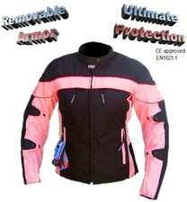 Women's Motorcycle Pink/Black/Red Cordura Waterproof Protected Armor jacket XL picture