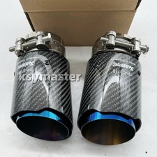 2X Glossy Carbon Fiber Exhaust Tip 3