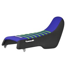 1989-1994 KAWASAKI KDX 200 gripper seat cover  BLACK/BLUE/GREEN ribs #181 LOGO picture