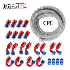 4AN-6AN-8AN-10AN Nylon Braided CPE Fuel Line with 10/20 Fitting Hose Kit Silver picture