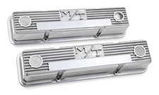 241-82 Holley M/T Valve Covers - Vintage Style - Finned - SBC - Polished picture