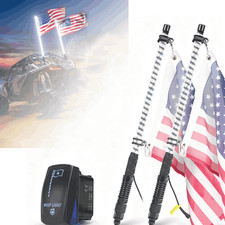 Xprite 2x 2FT White LED Whip Lights w Spring Base Rocker Switch Fits Can-Am Jeep picture